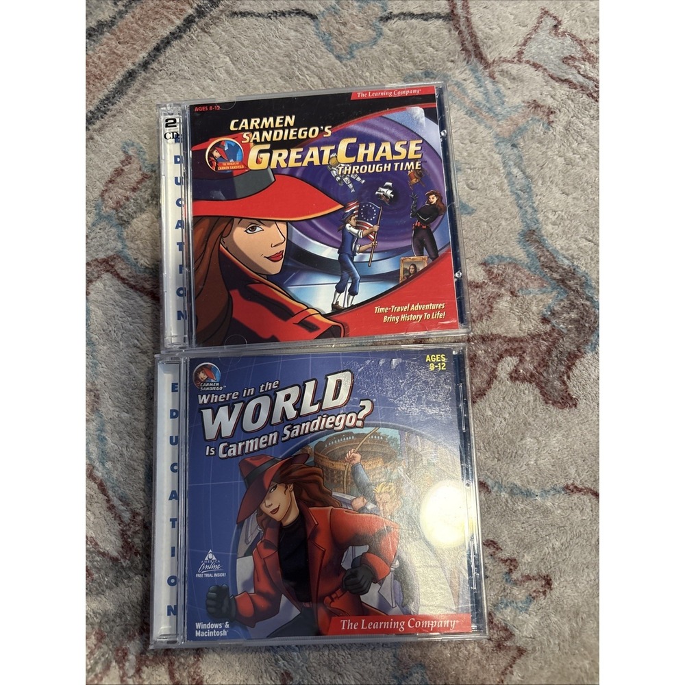 Carmen Sandiego's‎ Great Chase Through Time (PC, 1999) complete used 2-disc game